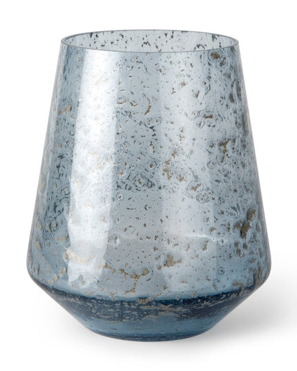 9" Blue Round Seeded Glass Table Vase