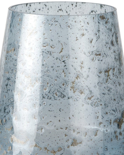 9" Blue Round Seeded Glass Table Vase