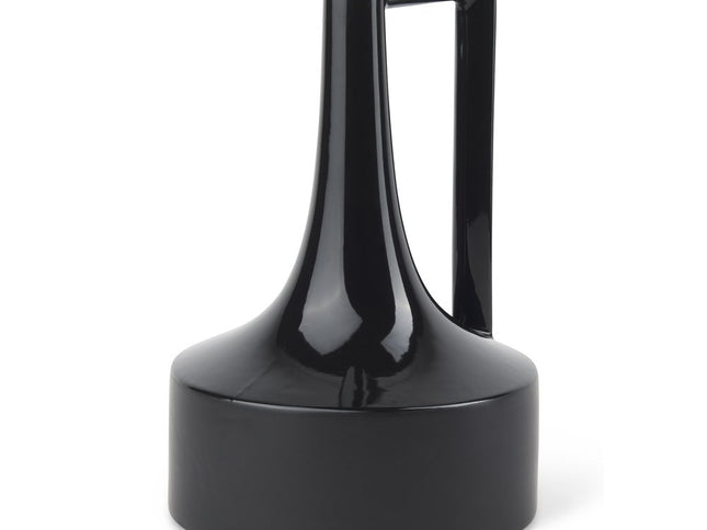 12" Black Ceramic Jug Vase