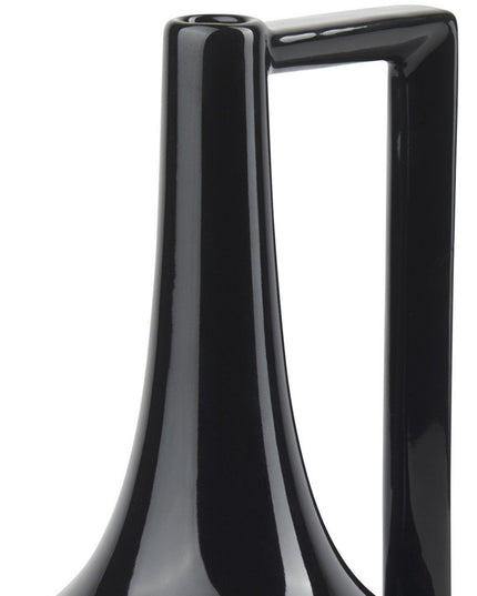 12" Black Ceramic Jug Vase