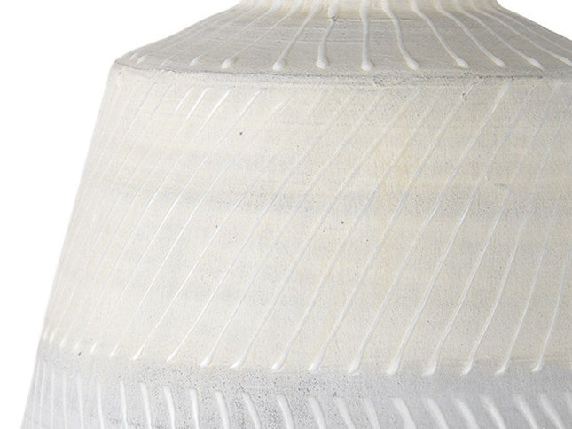17" Cream And Gray Geometric Ceramic Table Vase