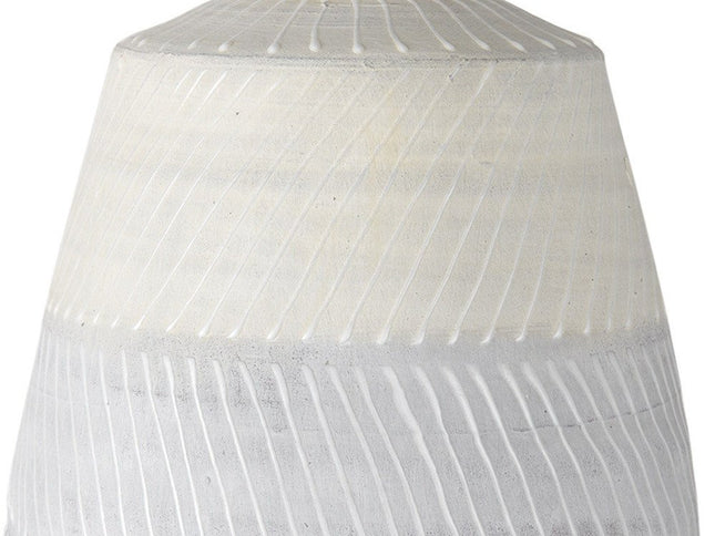 17" Cream And Gray Geometric Ceramic Table Vase