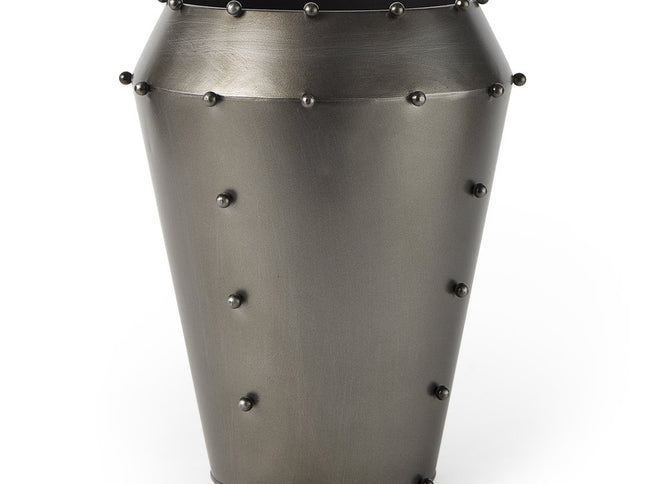12" Gray Metal Table Vase