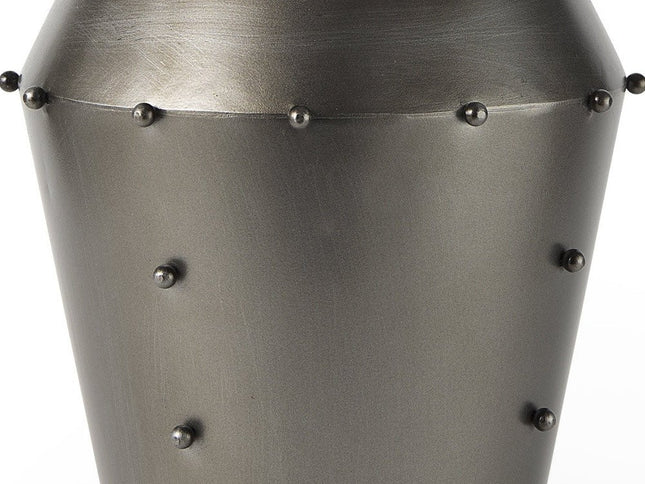 12" Gray Metal Table Vase
