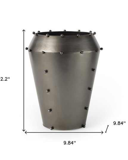 12" Gray Metal Table Vase