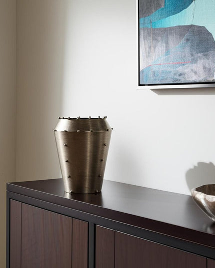 12" Silver Metal Table Vase