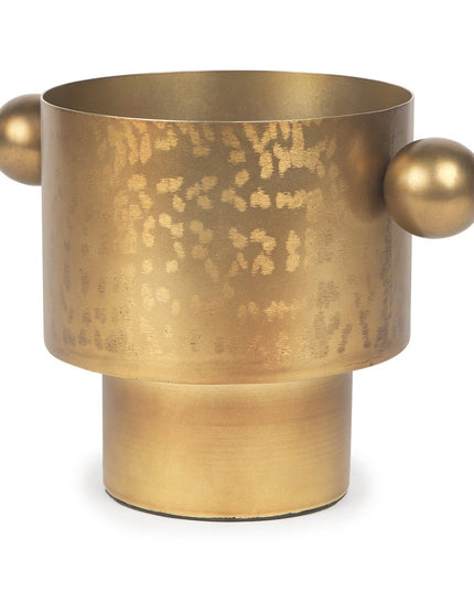 7" Gold Cast Iron Round Table Vase