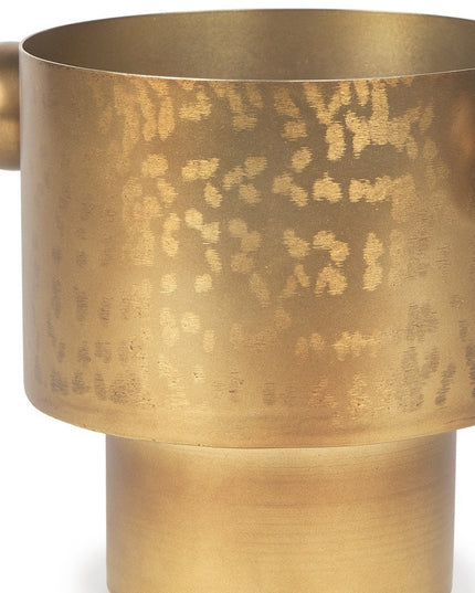 7" Gold Cast Iron Round Table Vase