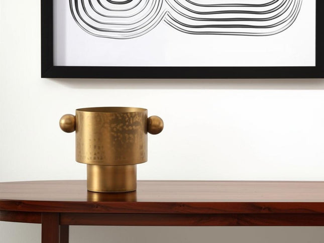 7" Gold Cast Iron Round Table Vase