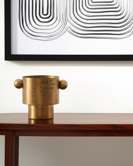 7" Gold Cast Iron Round Table Vase