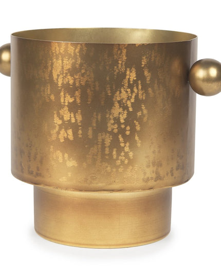 9" Gold Cast Iron Round Table Vase