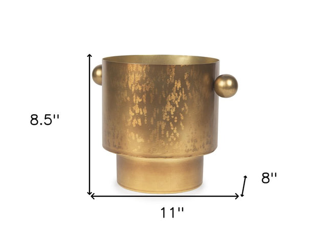 9" Gold Cast Iron Round Table Vase