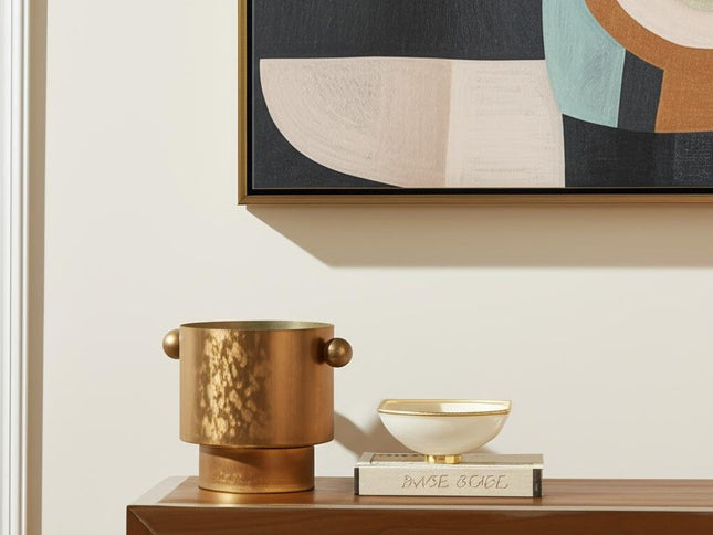 9" Gold Cast Iron Round Table Vase