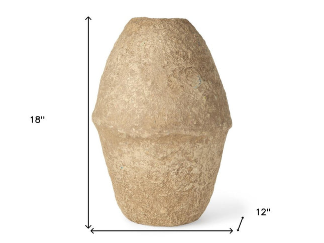 18" Beige Paper Mache Cylinder Table Vase