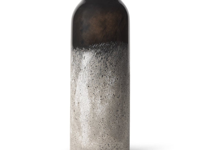 12" Black And Gray Glass Cylinder Table Vase