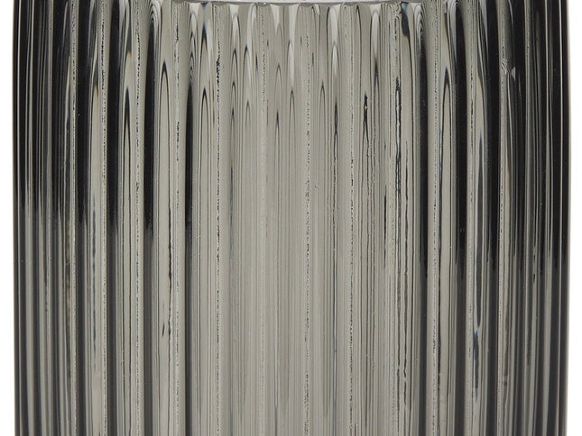 8" Black Cylinder Ribbed Glass Table Vase