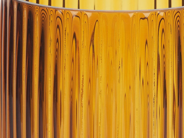 8" Amber Cylinder Ribbed Glass Table Vase
