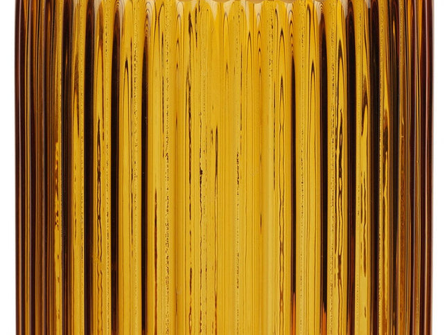 11" Amber Glass Ribbed Cylinder Table Vase