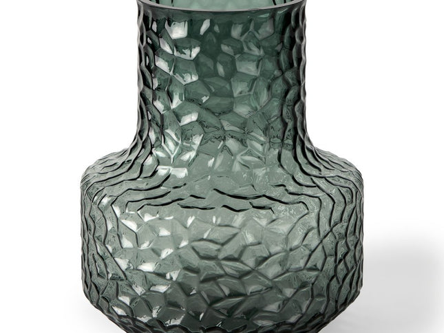 7" Green Faceted Glass Table Vase