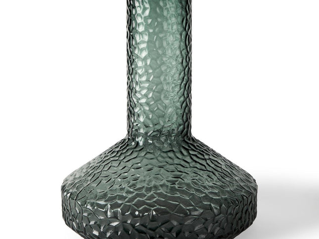 12" Green Faceted Glass Table Vase