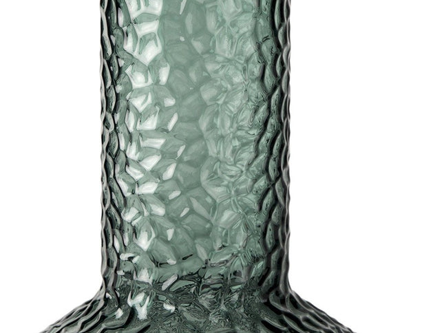 12" Green Faceted Glass Table Vase