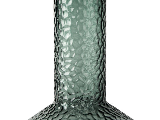 12" Green Faceted Glass Table Vase