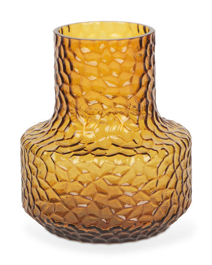 7" Amber Glass Faceted Table Vase