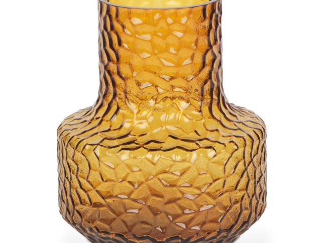 7" Amber Glass Faceted Table Vase