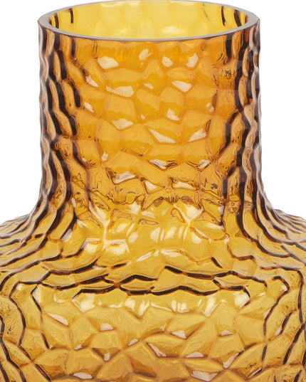 7" Amber Glass Faceted Table Vase