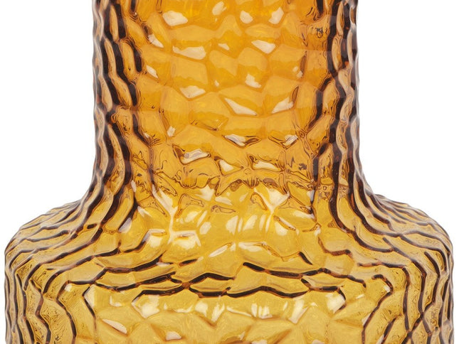 7" Amber Glass Faceted Table Vase