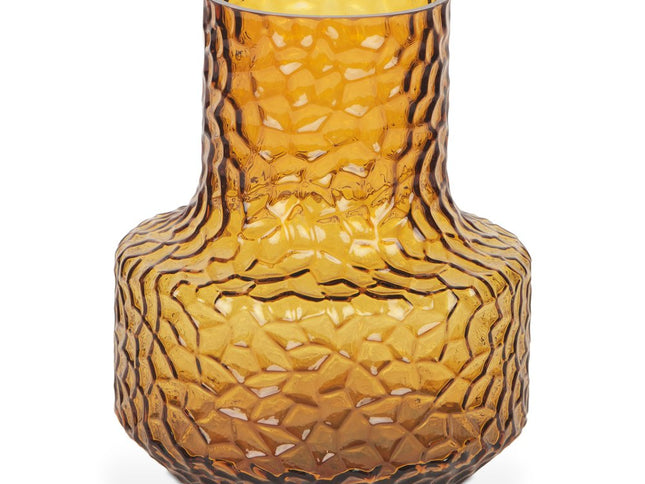 7" Amber Glass Faceted Table Vase
