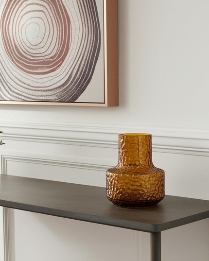 7" Amber Glass Faceted Table Vase