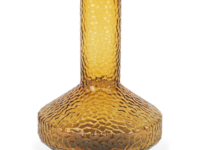12" Amber Glass Faceted Table Vase