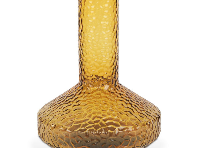 12" Amber Glass Faceted Table Vase