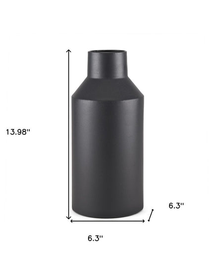 14" Black Metal Table Vase