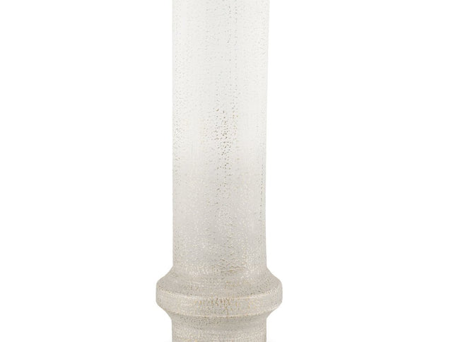 19" Off White And Gold Metal Cylinder Table Vase