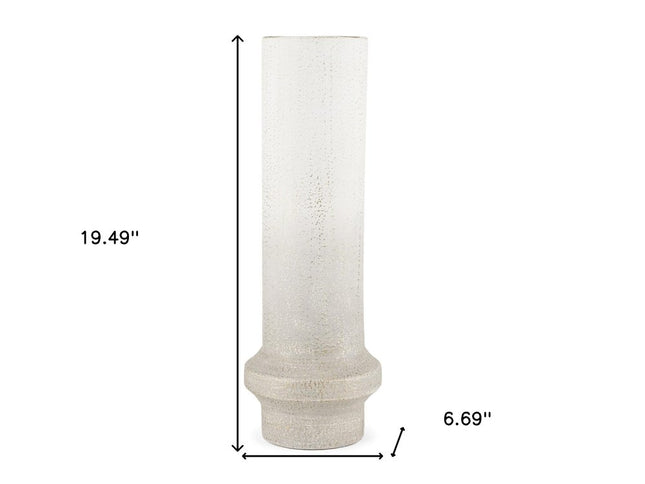 19" Off White And Gold Metal Cylinder Table Vase