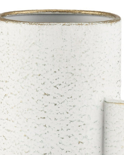 13" Off White And Gold Metal Table Vase