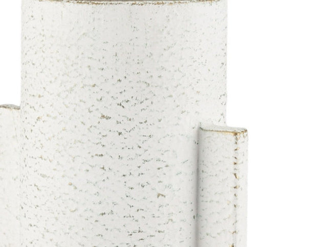 13" Off White And Gold Metal Table Vase