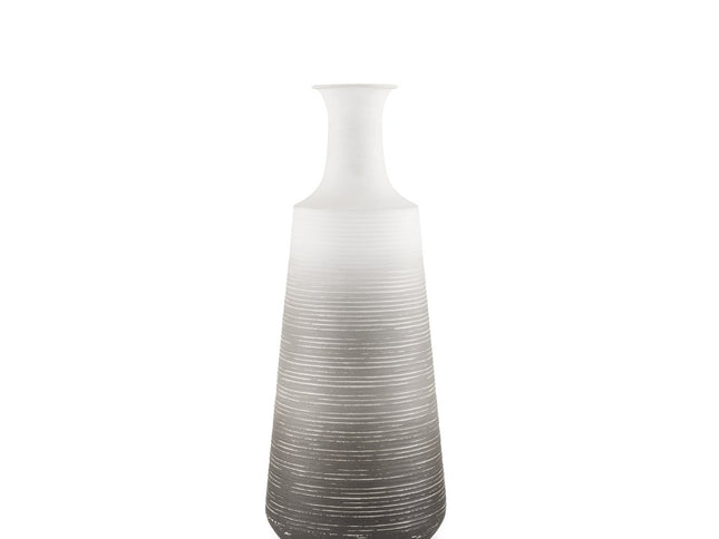 20" Gray And White Ombre Metal Table Vase