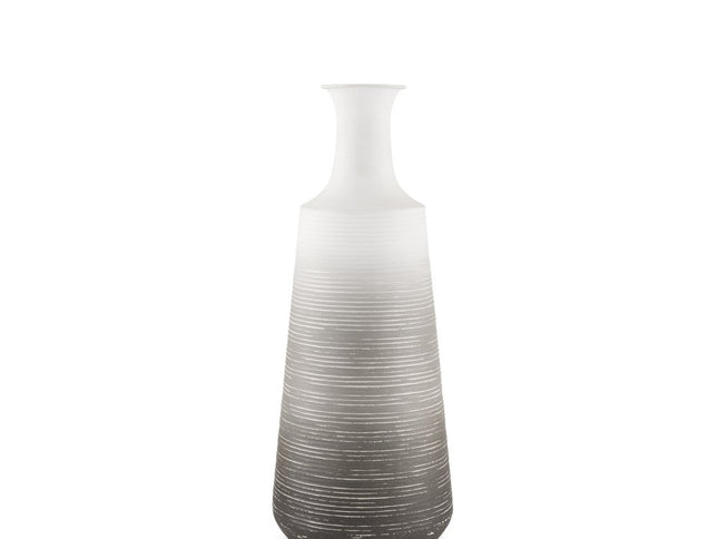 20" Gray And White Ombre Metal Table Vase