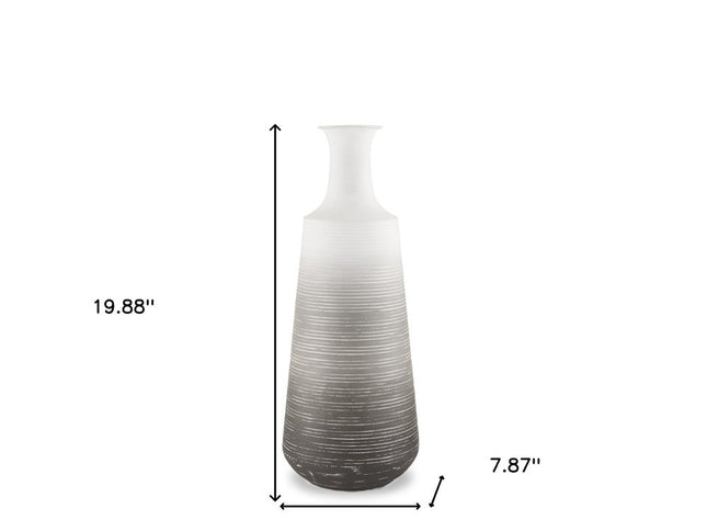 20" Gray And White Ombre Metal Table Vase