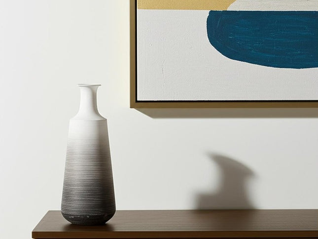 20" Gray And White Ombre Metal Table Vase