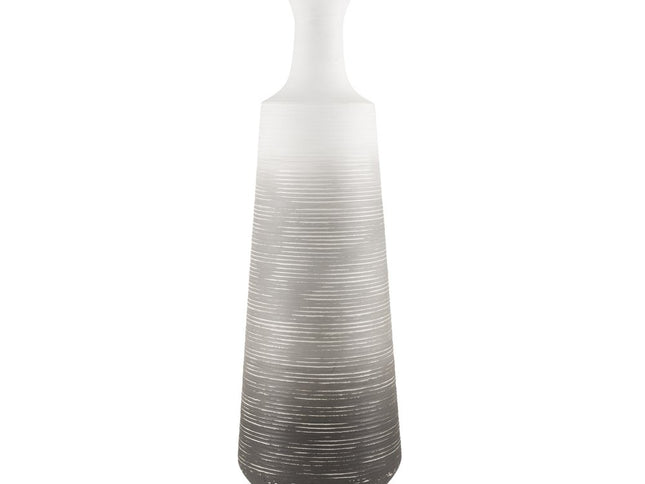 24" Gray And White Ombre Metal Table Vase