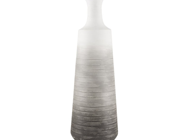 24" Gray And White Ombre Metal Table Vase