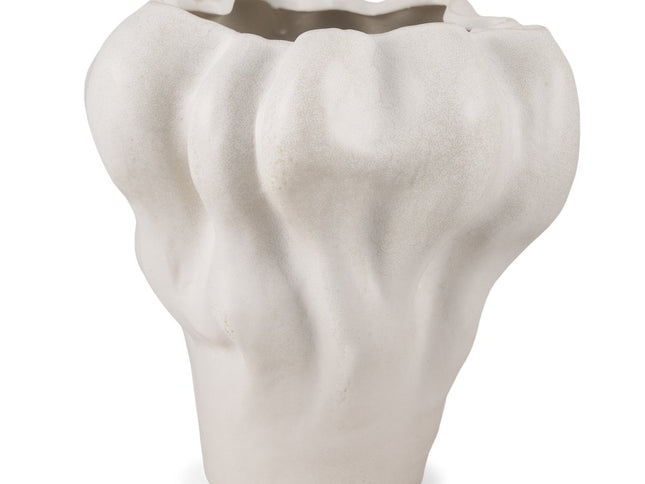 12" Cream Abstract Sculptural Ceramic Table Vase