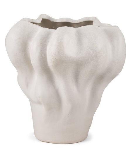 12" Cream Abstract Sculptural Ceramic Table Vase