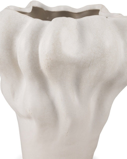 12" Cream Abstract Sculptural Ceramic Table Vase