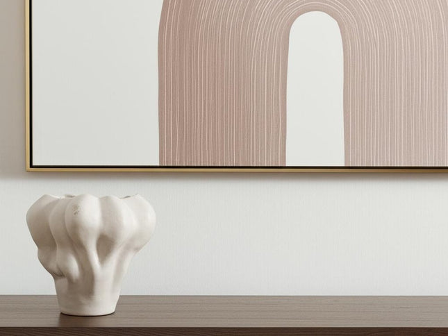 12" Cream Abstract Sculptural Ceramic Table Vase