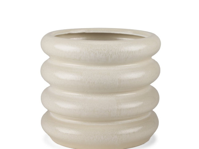 12" Cream Cylinder Ceramic Table Vase